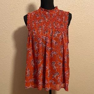 Anthropologie sleeveless top with ruffle neck